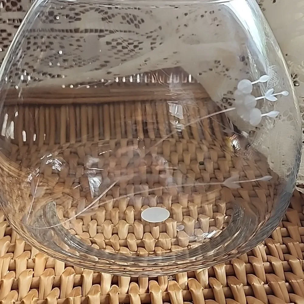 Elegant Clear Etched Floral Princess House Crystal Vase